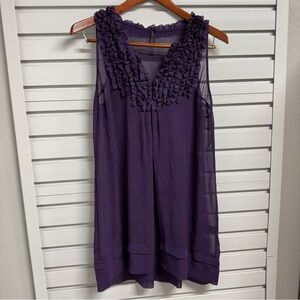 Lapis Purple Sleeveless Ruffled Blouse